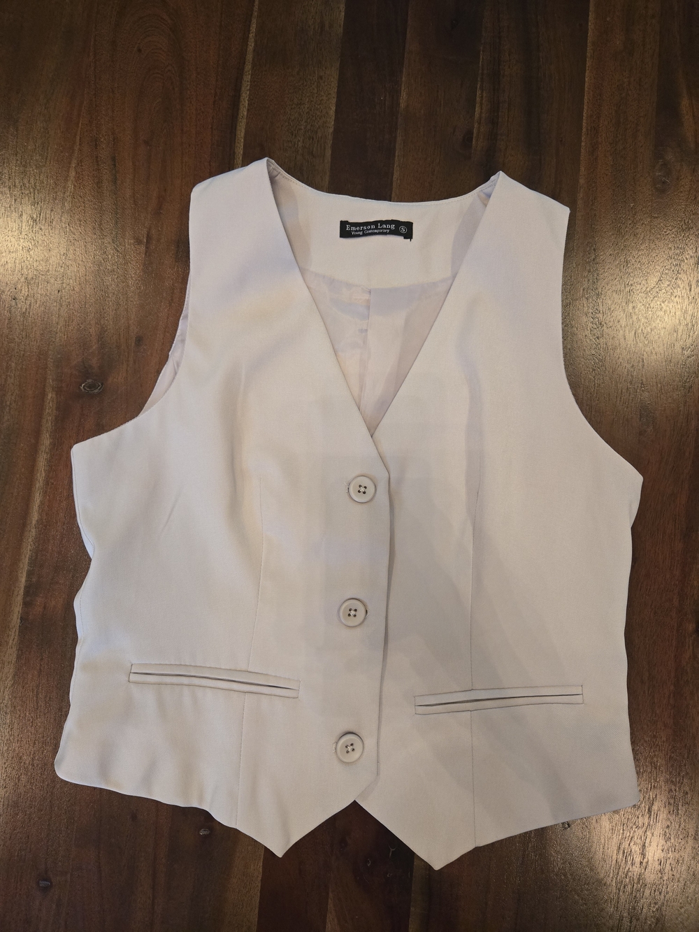 Emerson Lang Tailored Button-Front Suit Vest Waistcoat Cream Ivory - Size S